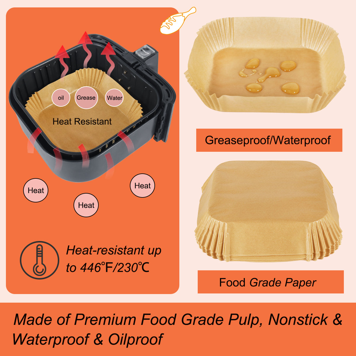BYKITCHEN 200pcs Air Fryer Liner, Airfryer Accessories, 8 Inch Air Fryer Liners Disposable, Nonstick Parchment Paper for Air Fryer, Compatible with COSORI, Russell, Tefal, Tower (Inner 6.5Inch)