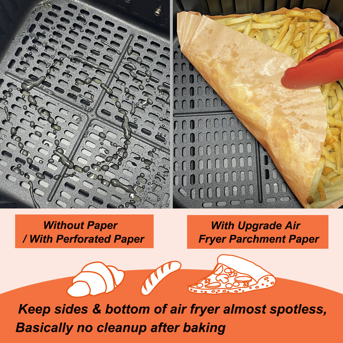 BYKITCHEN 200pcs Air Fryer Liner, Airfryer Accessories, 8 Inch Air Fryer Liners Disposable, Nonstick Parchment Paper for Air Fryer, Compatible with COSORI, Russell, Tefal, Tower (Inner 6.5Inch)
