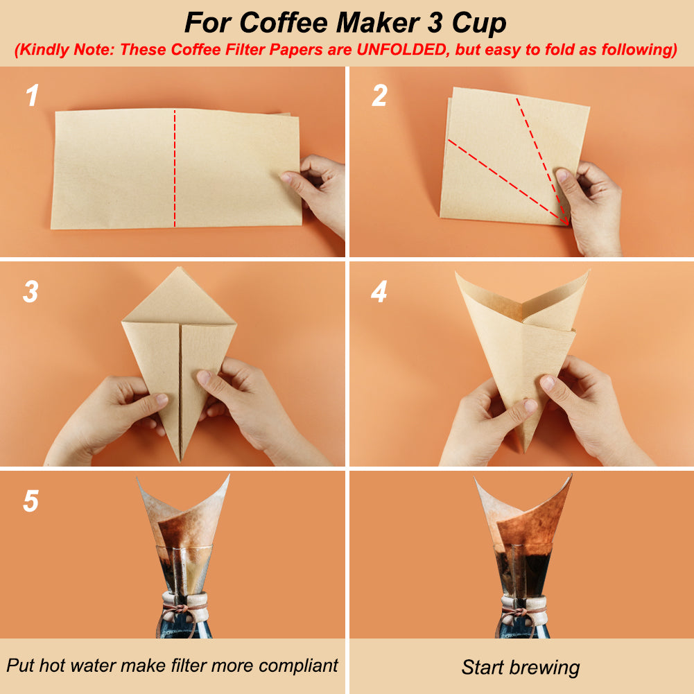 BYKITCHEN Pour Over Coffee Filter, Set of 100, Natural Unbleached Square Disposable Coffee Filter Papers for Pour Over Coffee Maker Drippers and More UNFOLDED(3-10 Cups)