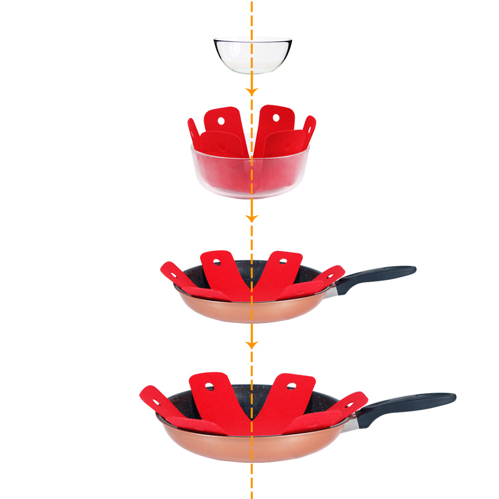 BYKITCHEN Pot Pan Protectors, Larger & Thicker Stacking Pot Protectors, Set of 8 and 4 Different Sizes, Pan Separator Pads for Stacking and Protecting Your Cookware(10/12/14/16inch)