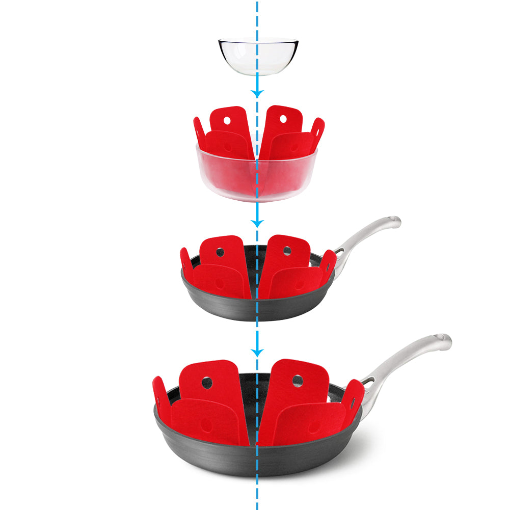 BYKITCHEN Pot Pan Protectors, Set of 12 and 4 Different Sizes, Larger & Thicker Red Pan Protector Pads, Pan Pot Separator Pads for Stacking and Protecting Your Cookware(10/12/14/16inch)
