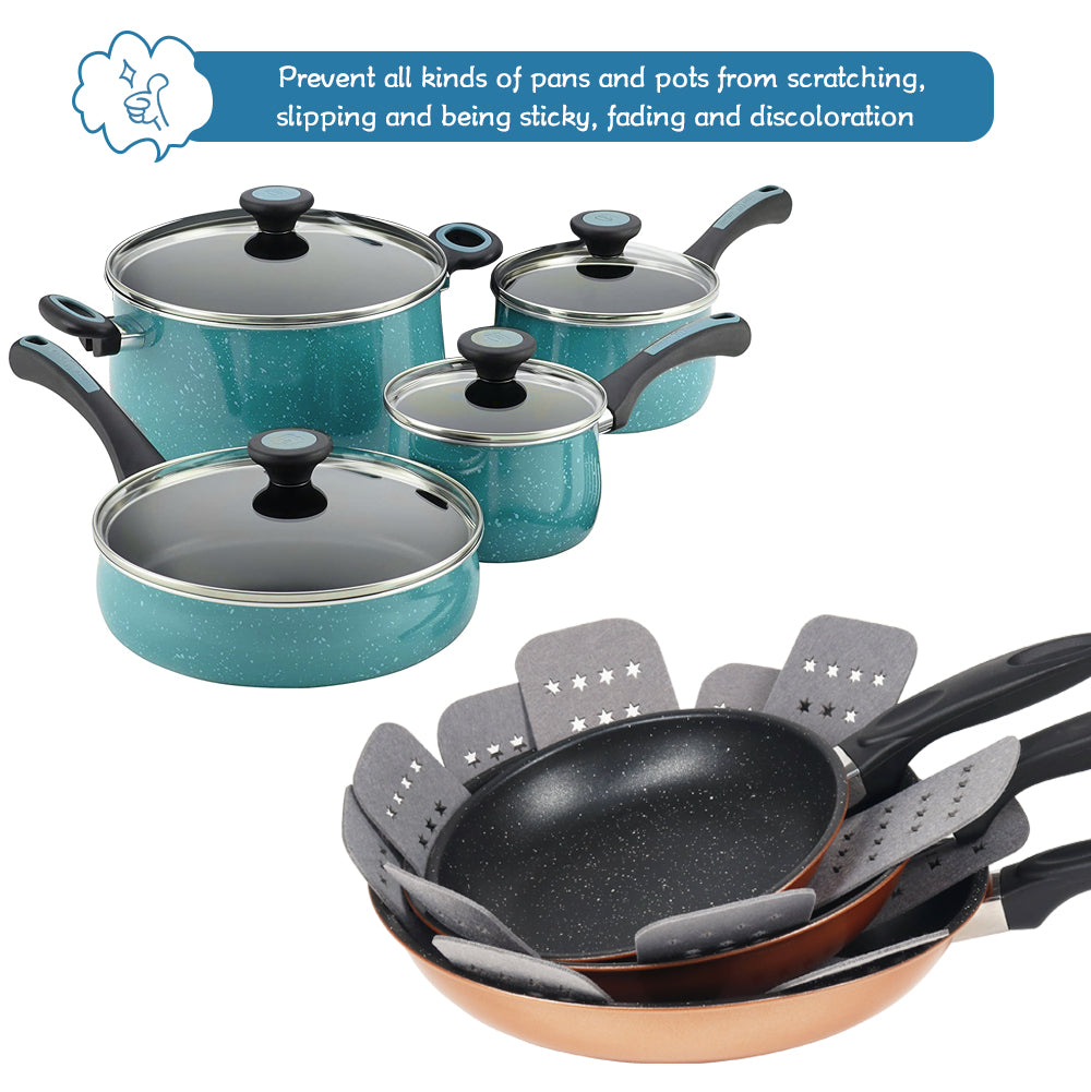 Pan Protectors, Larger & Thicker Gray Pan Protectors With Stars, Set of 12 and 3 Different Sizes,Pot Separators for Stacking Cookware in Kitchen Cupboard
