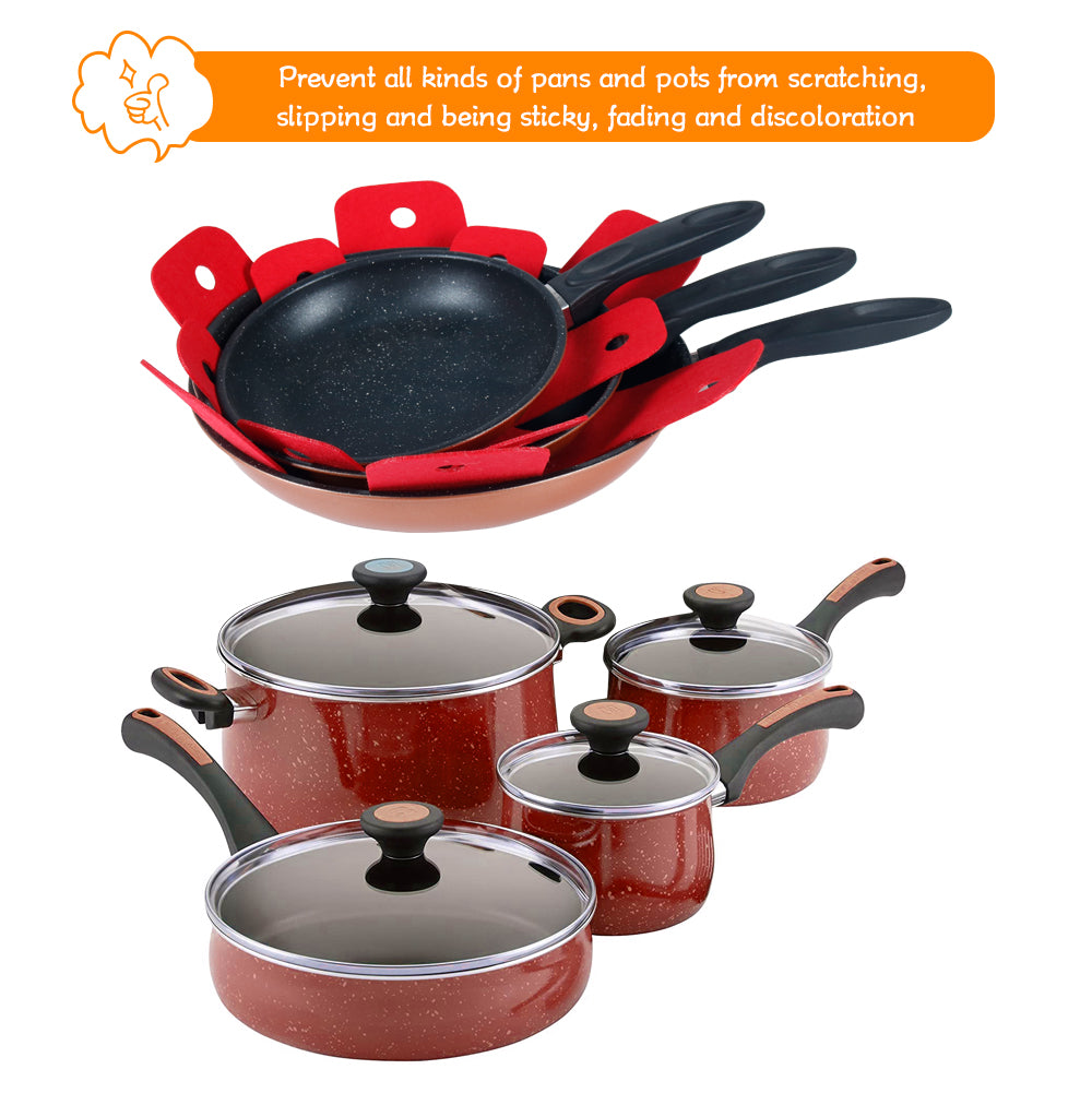 BYKITCHEN Pot Pan Protectors, Larger & Thicker Stacking Pot Protectors, Set of 8 and 4 Different Sizes, Pan Separator Pads for Stacking and Protecting Your Cookware(10/12/14/16inch)