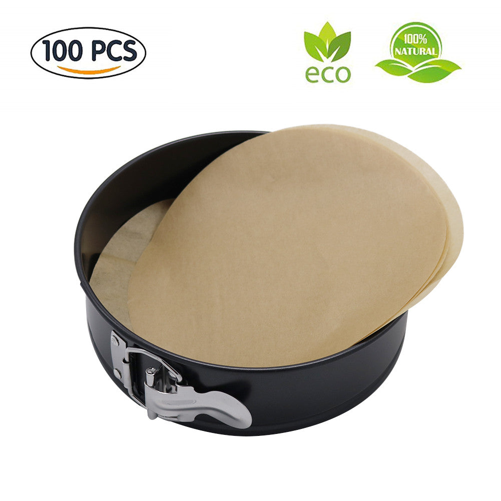 Baking Parchment Circles, Set of 100, 9 Inch Unbleached Baking Paper/Non Stick Baking Parchment/Greaseproof Paper Circles for Springform Cake Tin, Toaster Oven, Tortilla Press and so on