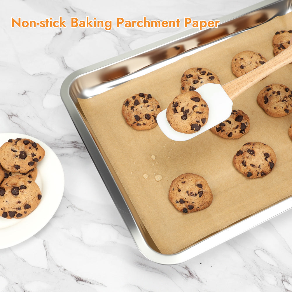 BYKITCHEN 12 x 16 Inch Parchment Paper Sheets, Non-Stick Precut Unbleached Baking Parchment Paper for Oven, Air Fryer, Grilling, Cooking & Steaming Bread Cake Cookie, Fit for Half Sheet Pans (120pcs)