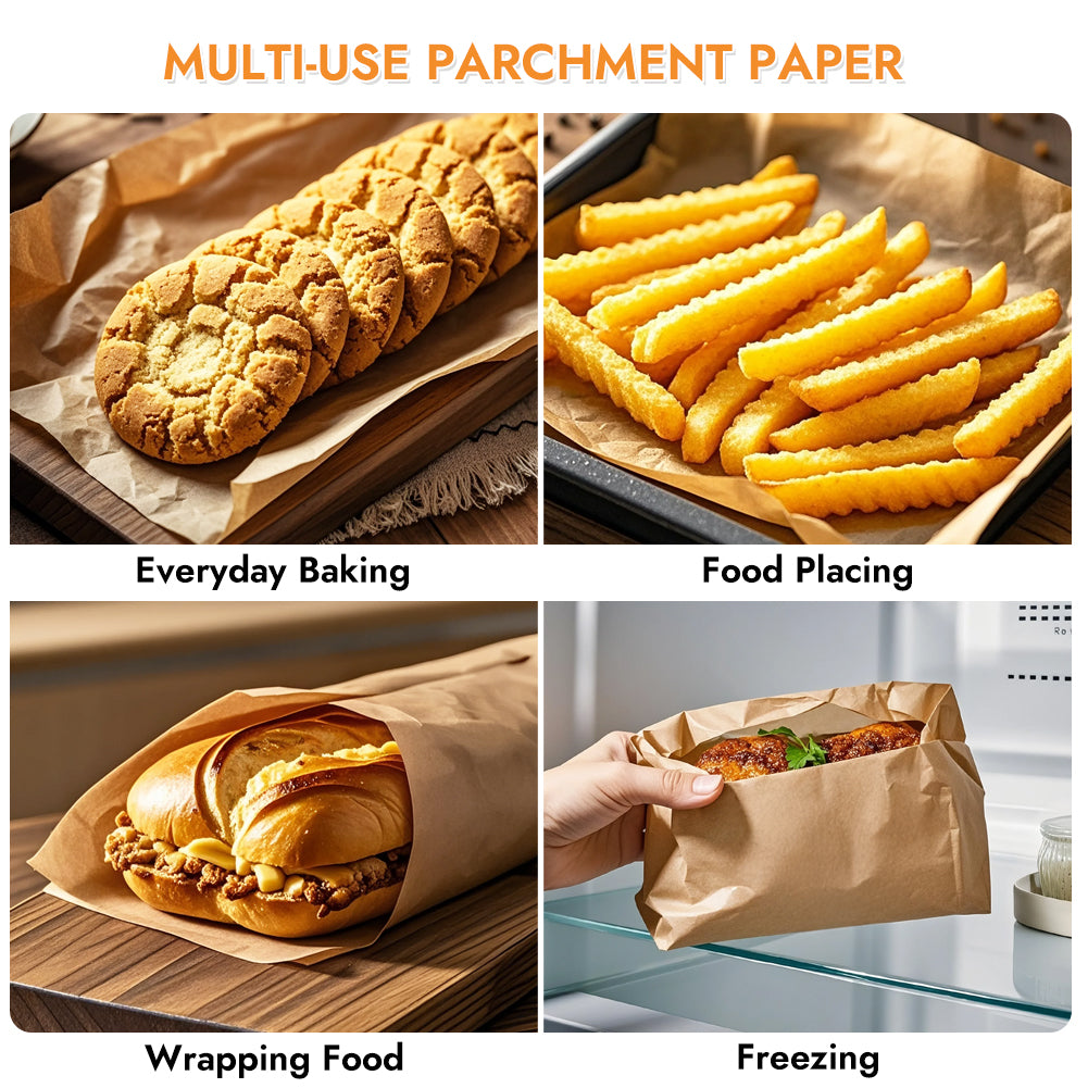BYKITCHEN 12 x 16 Inch Parchment Paper Sheets, Non-Stick Precut Unbleached Baking Parchment Paper for Oven, Air Fryer, Grilling, Cooking & Steaming Bread Cake Cookie, Fit for Half Sheet Pans (120pcs)