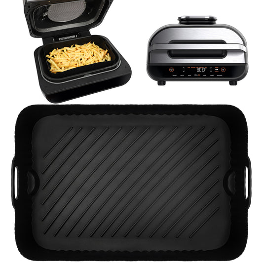 BYKITCHEN Silicone Air Fryer Liner for Ninja Foodi MAX Health Grill and Air Fryer [AG551UK], Large Rectangular Airfryer Liners, Silicone Basket, Airfryer Accessories for Ninja Foodi Grill