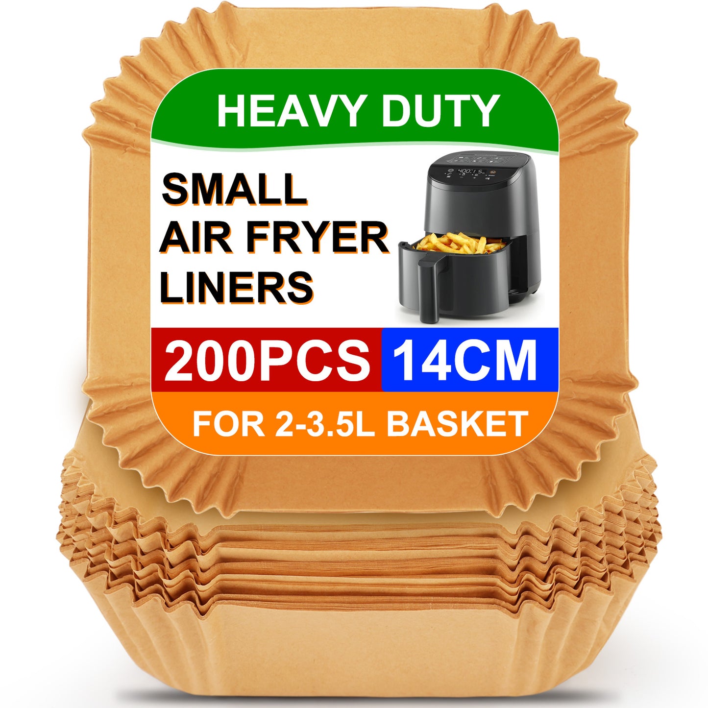 BYKITCHEN 200PCS Air Fryer Liners for Chefman Mini/Midea Compact/Cosori Small/Daewoo 2L, 5.5 Inch Disposable Parchment Paper Liners, Non-Stick Air Fryer Accessories for Single Baskets