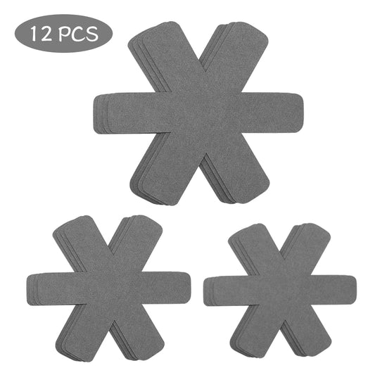 Pan Pot Protectors, Larger & Thicker Pan Protector Pads, 3 Different Sizes, 12 Pcs Pot Divider Pads for Protecting and Separating Your Cookware(Gray)