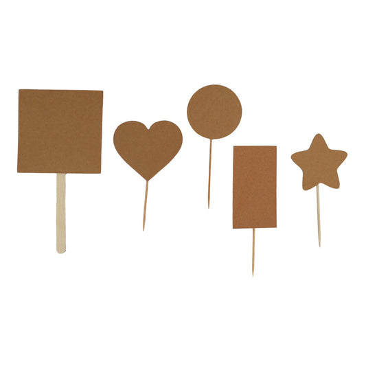 BYKITCHEN Eco-Friendly Paper Cake Toppers Natural Brown Kraft Decorations for Cakes & Cupcakes