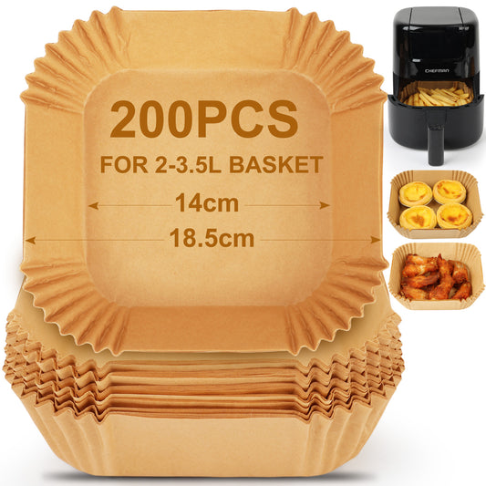BYKITCHEN Small Air Fryer Liners for 2 litres Air Fryers, Like Chefman Mini/Midea Compact/Cosori 2L, 200PCS 5.5Inch Disposable Airfryer Parchment Paper Liners, Nonstick Accessories for Single Fryer