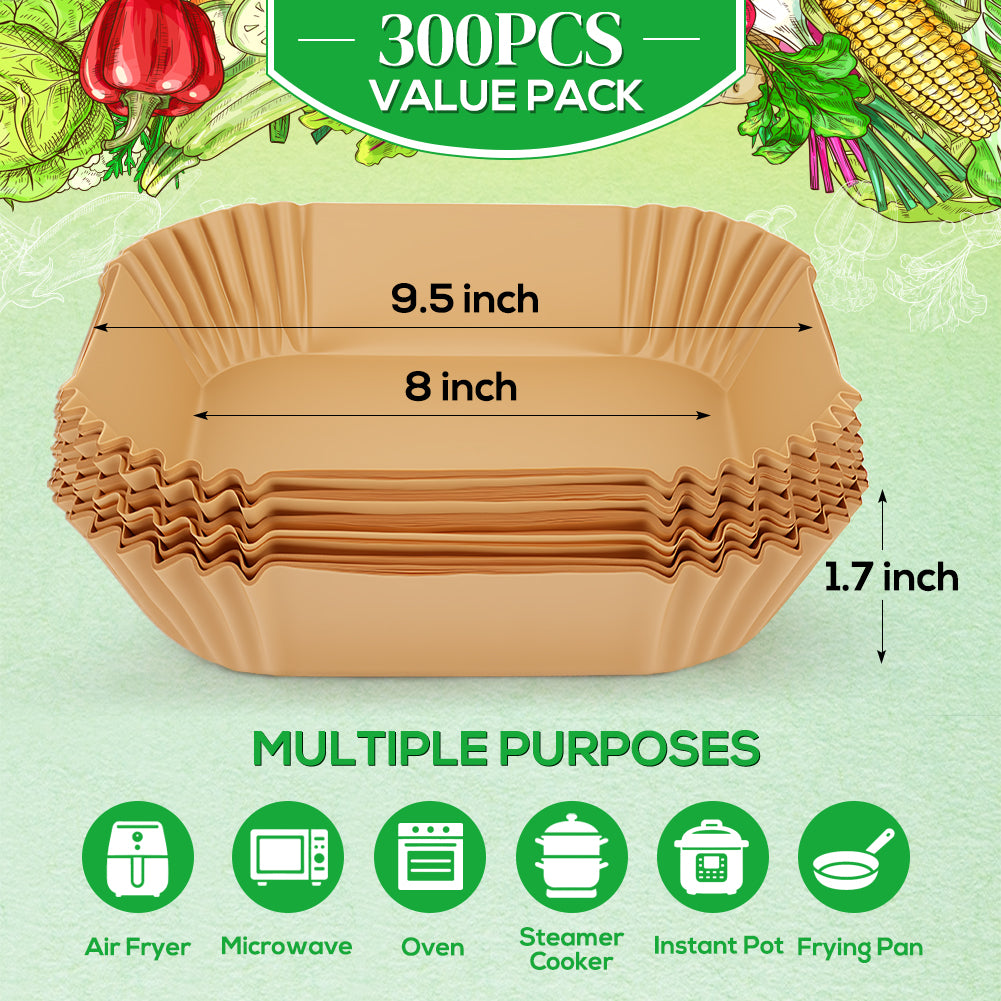BYKITCHEN 100pcs Air Fryer Paper, 7.9 Inch Large Air Fryer Liner Disposable, Airfryer Accessories, Parchment Paper for Air Fryer, Compatible with COSORI, Ninja Speedi 5.7L, Tower, Salter