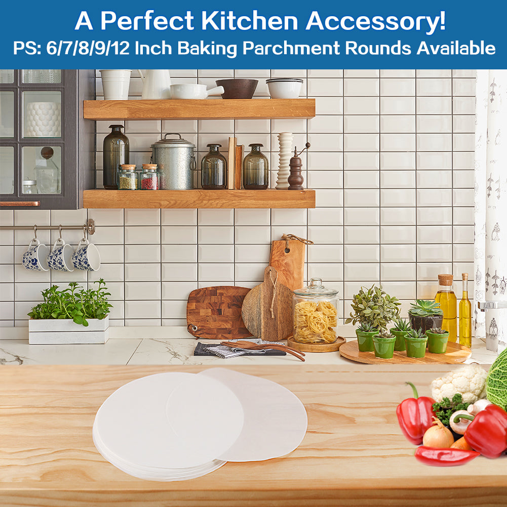 10 Inch Round Parchment Paper, Set of 200, 4.5/5.5/6/7/8/9/12in Parchment Rounds Available, Baking Parchment Circles for Springform Pan, Cake Pan, Tortilla Press and More