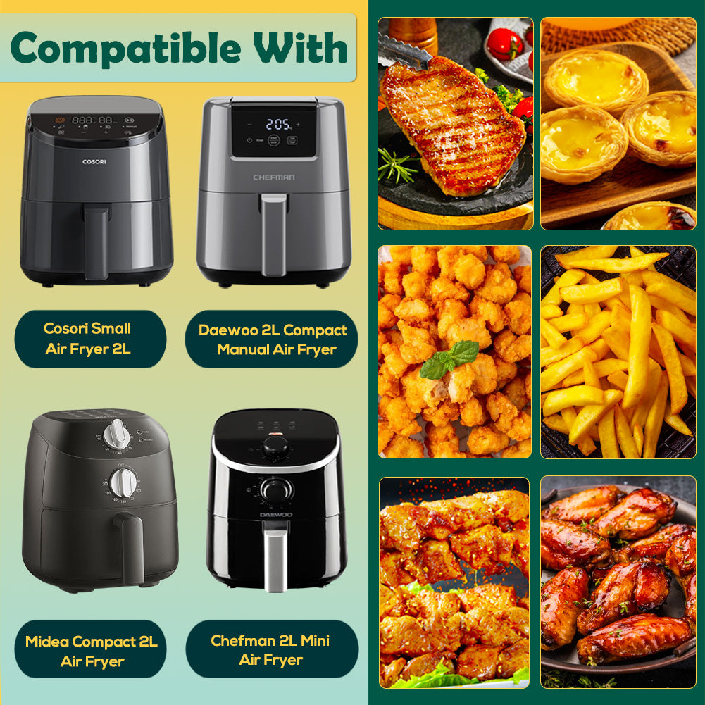 BYKITCHEN 200PCS Air Fryer Liners for Chefman Mini/Midea Compact/Cosori Small/Daewoo 2L, 5.5 Inch Disposable Parchment Paper Liners, Non-Stick Air Fryer Accessories for Single Baskets