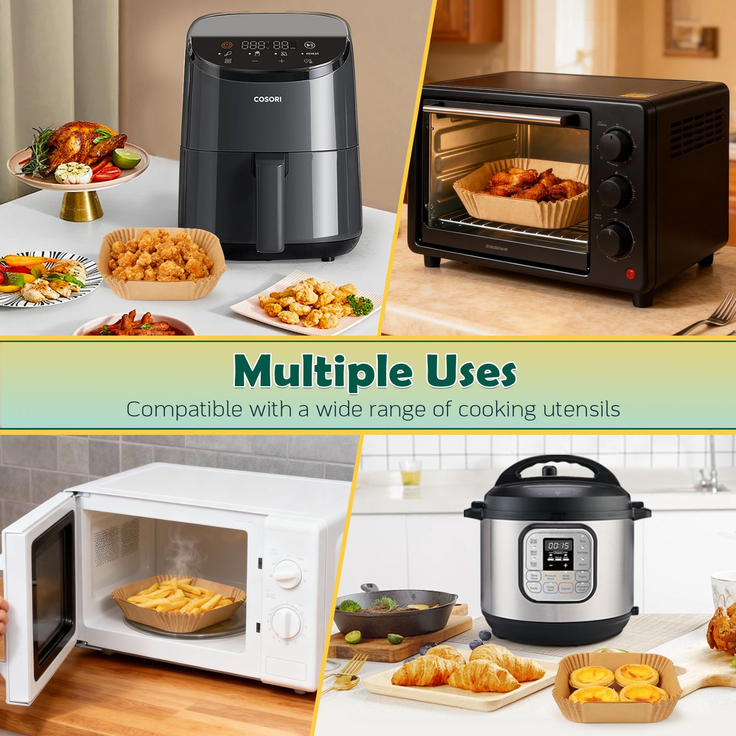 BYKITCHEN 200PCS Air Fryer Liners for Chefman Mini/Midea Compact/Cosori Small/Daewoo 2L, 5.5 Inch Disposable Parchment Paper Liners, Non-Stick Air Fryer Accessories for Single Baskets