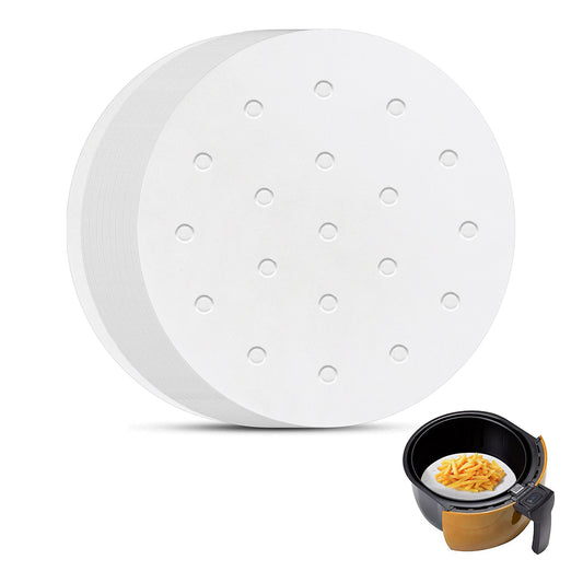Air Fryer Parchment Paper, Set of 100, 6 inch Air Fryer Liner/Bamboo Steamer Paper/Perforated Parchment Paper for Air Fryer, Steaming Basket and More (7/8/9/10 Inch Available)