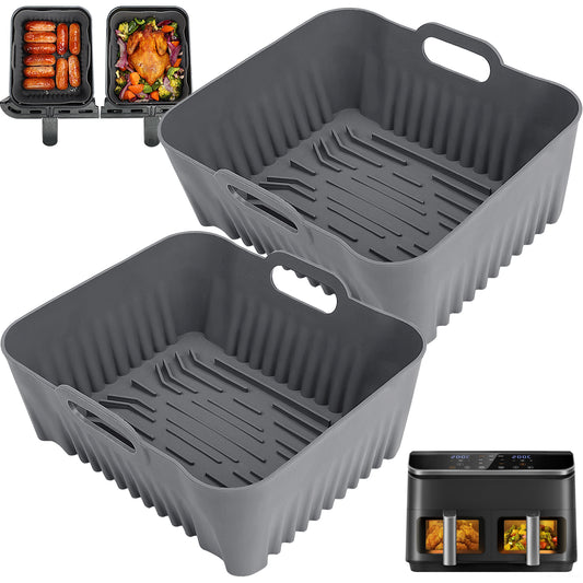 BYKITCHEN 2PCS Silicone Air Fryer Liners for COSORI Dual Air Fryer 8.5L, Preminum Thick 2.5mm, Large Airfryer Silicone Liners, Heat-Resistant Non-Stick Accessories for COSORI CAF-R901 Dual Basket