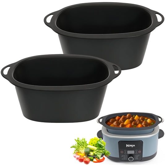 BYKITCHEN Silicone Slow Cooker Liners Compatible with Ninja Foodi Possible Cooker 8 in 1 MC1001UK, MC1001UKSTGD, MC1001UK Series, 2Pcs Reusable Silicone Liner, Ninja Slow Cooker Accessories
