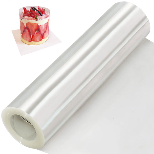 BYKITCHEN Cake Collar, 12 Inch Acetate Cake Collars, Large Clear Acetate Sheets for Chocolate Mousse DIY Cake Wrapping Decorating Baking (Length 394inch)