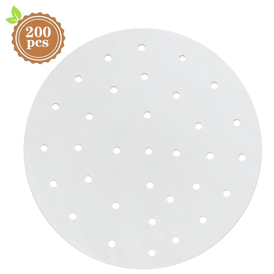 9 Inch Air Fryer Liners, Set of 200, Nonstick Air Fryer Parchment Paper/Bamboo Steamer Paper/Round Parchment Paper for Air Fryer, Steaming Basket and More(5/6/7/8/10in Available)