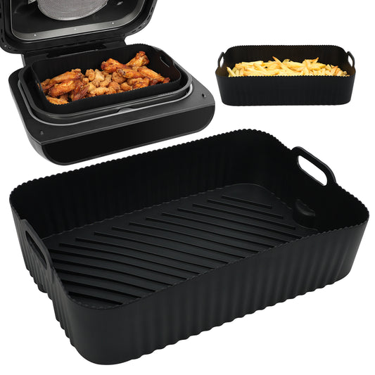 BYKITCHEN Reusable Air Fryer Silicone Liners for Ninja FG551/DG551/IG651 Foodi Smart XL Indoor Grill, Rectangle Silicone Air Fryer Liners, Ninja Foodi Grill Accessories