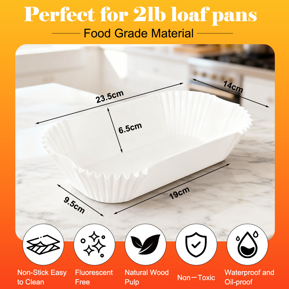 BYKITCHEN 120PCS Loaf Tin Liners for 2LB Bread Tins Baking Bread, Banana Bread, Non-Stick Cake Tin Liners for Loaf Pan, Air Fryer, Microwaves, Oven Safe, Heat Resistant