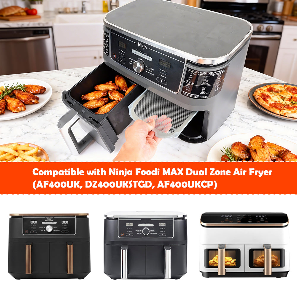 BYKITCHEN Air Fryer Accessories for Ninja Dual 9.5L AF400UK/DZ400UKSTGD/AF400UKCP, 2PCS Magnetic Splatter Guard for Airfryer, Special Compatible with Ninja Foodi Max Double Air Fryer