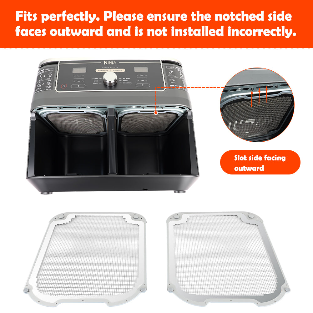 BYKITCHEN Air Fryer Accessories for Ninja Dual 9.5L AF400UK/DZ400UKSTGD/AF400UKCP, 2PCS Magnetic Splatter Guard for Airfryer, Special Compatible with Ninja Foodi Max Double Air Fryer