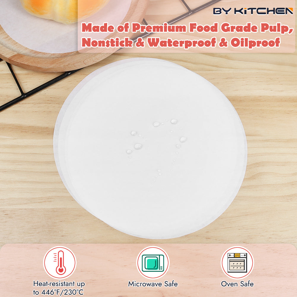 12 Inch Baking Parchment Circles, Set of 100, Cake Tin Liners, Round Parchment Papers for Springform Cake Tin, Pizza Maker, Tortilla Press and More