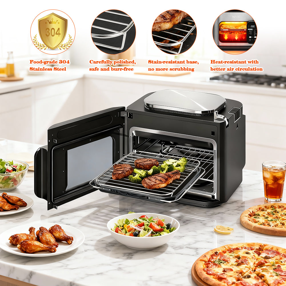 BYKITCHEN Air Fryer Accessories for Ninja Combi 12-in-1 Multi-Cooker, Air Fryer Rack with 2 Oven Liner for Ninja Microwave Oven, Air Fryer SPF700UK, Grill/Roasting Rack
