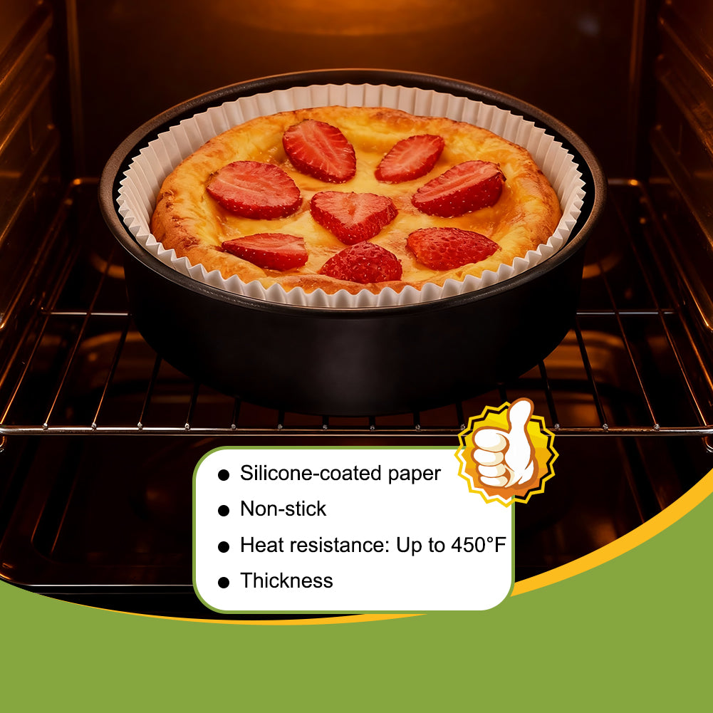 BYKITCHEN Round Cake Tin Liners 9 Inch for 23cm Springform Cake Tins & Baking Pan, Greaseproof Parchment Paper Liner, Disposable Non-Stick Baking Parchment Paper for Air Fryer