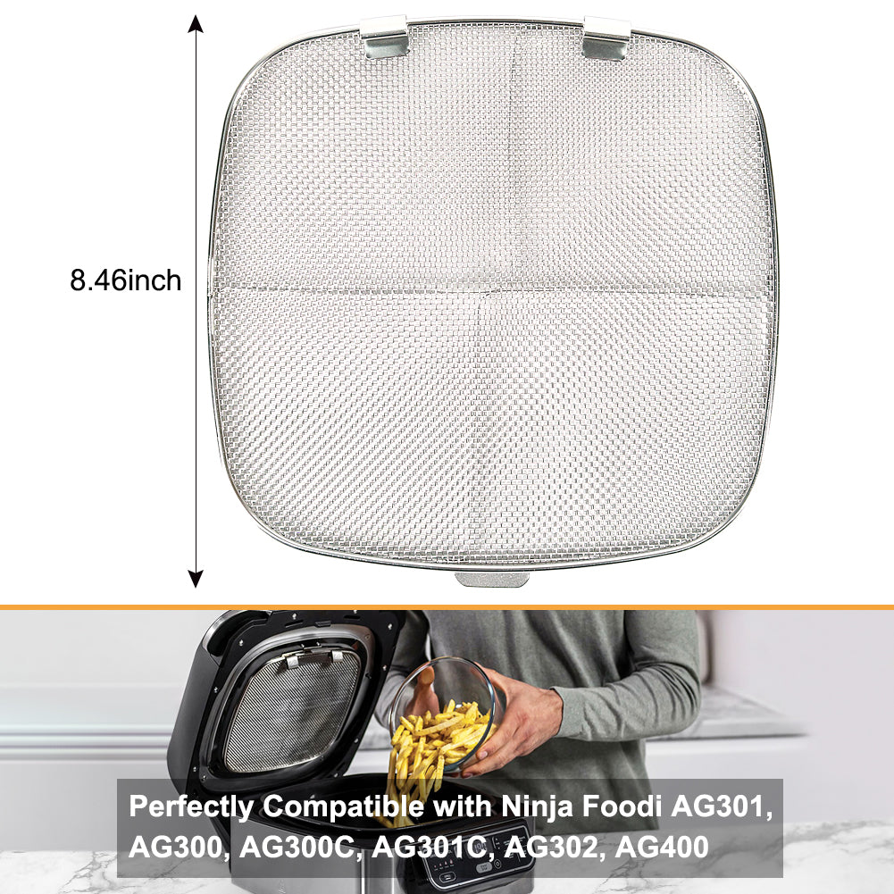 BYKITCHEN Stainless Steel Splatter Shield for Ninja Foodi AG301, Air Fryer Accessories for Ninja Foodi 5-in-1 Indoor Grill, Replacement Parts for Ninja Foodi AG300, AG300C,AG301C, AG302, AG400
