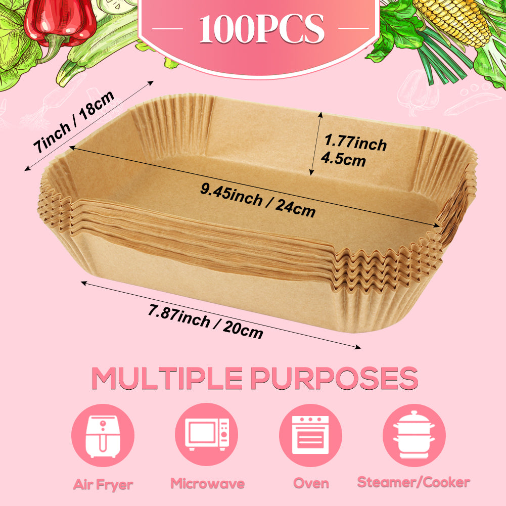 BYKITCHEN 100pcs Air Fryer Liners for Ninja Dual, Air Fryer AF300UK AF400UK Accessories, Disposable Air Fryer Parchment Paper Liner, Compatible with Ninja, Salter, Tower and Other Dual Zone Air Fryer