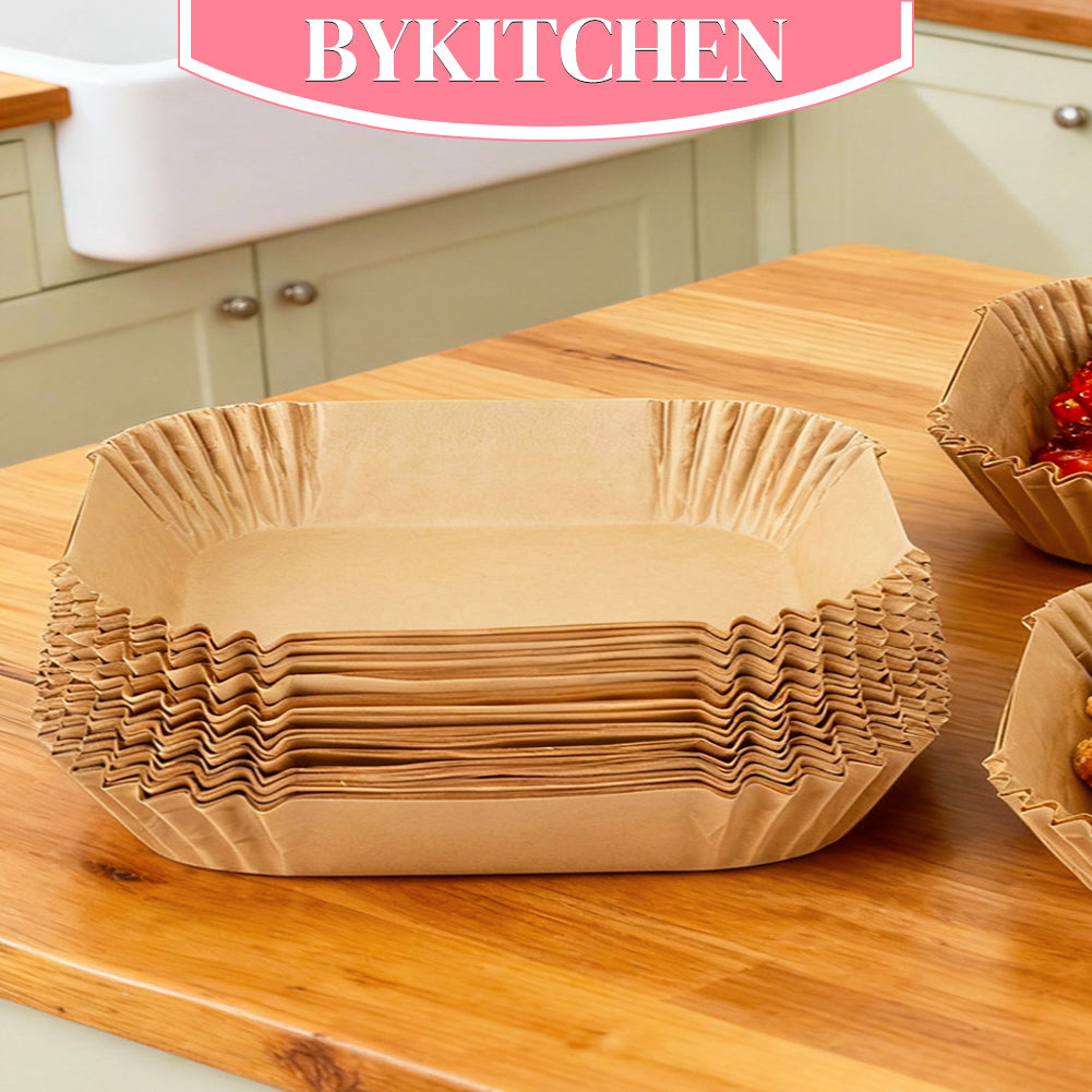 BYKITCHEN 100pcs Air Fryer Liners for Ninja Dual, Air Fryer AF300UK AF400UK Accessories, Disposable Air Fryer Parchment Paper Liner, Compatible with Ninja, Salter, Tower and Other Dual Zone Air Fryer