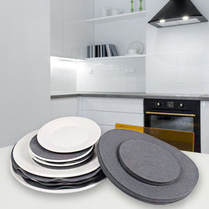 BYKITCHEN Dish Protectors Pads, Gray Dinner Plate Divider Pads, China Storage Protectors for Protecting and Stacking Your Cookware, 30 Pieces & 2 Different Size