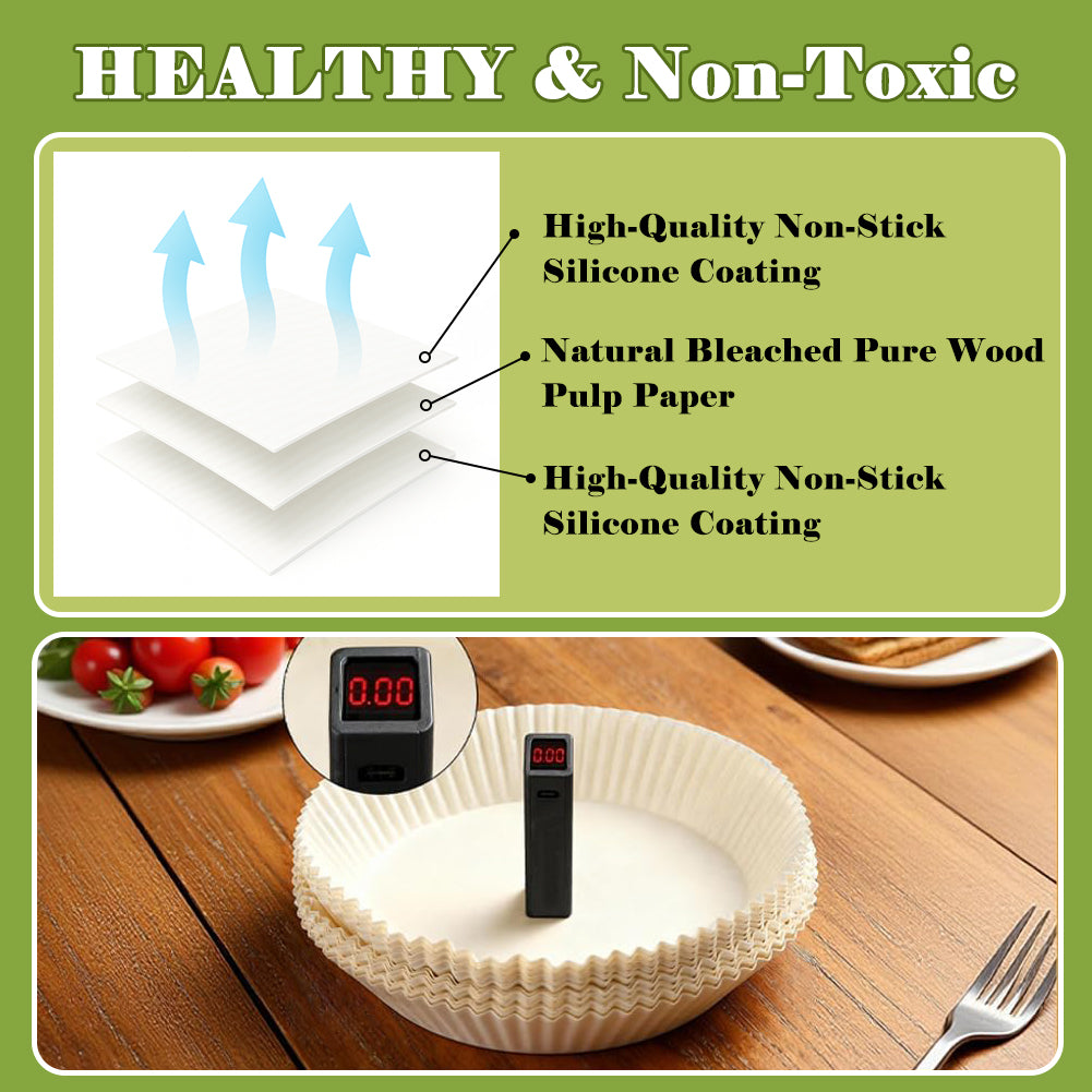 BYKITCHEN Round Cake Tin Liners 9 Inch for 23cm Springform Cake Tins & Baking Pan, Greaseproof Parchment Paper Liner, Disposable Non-Stick Baking Parchment Paper for Air Fryer