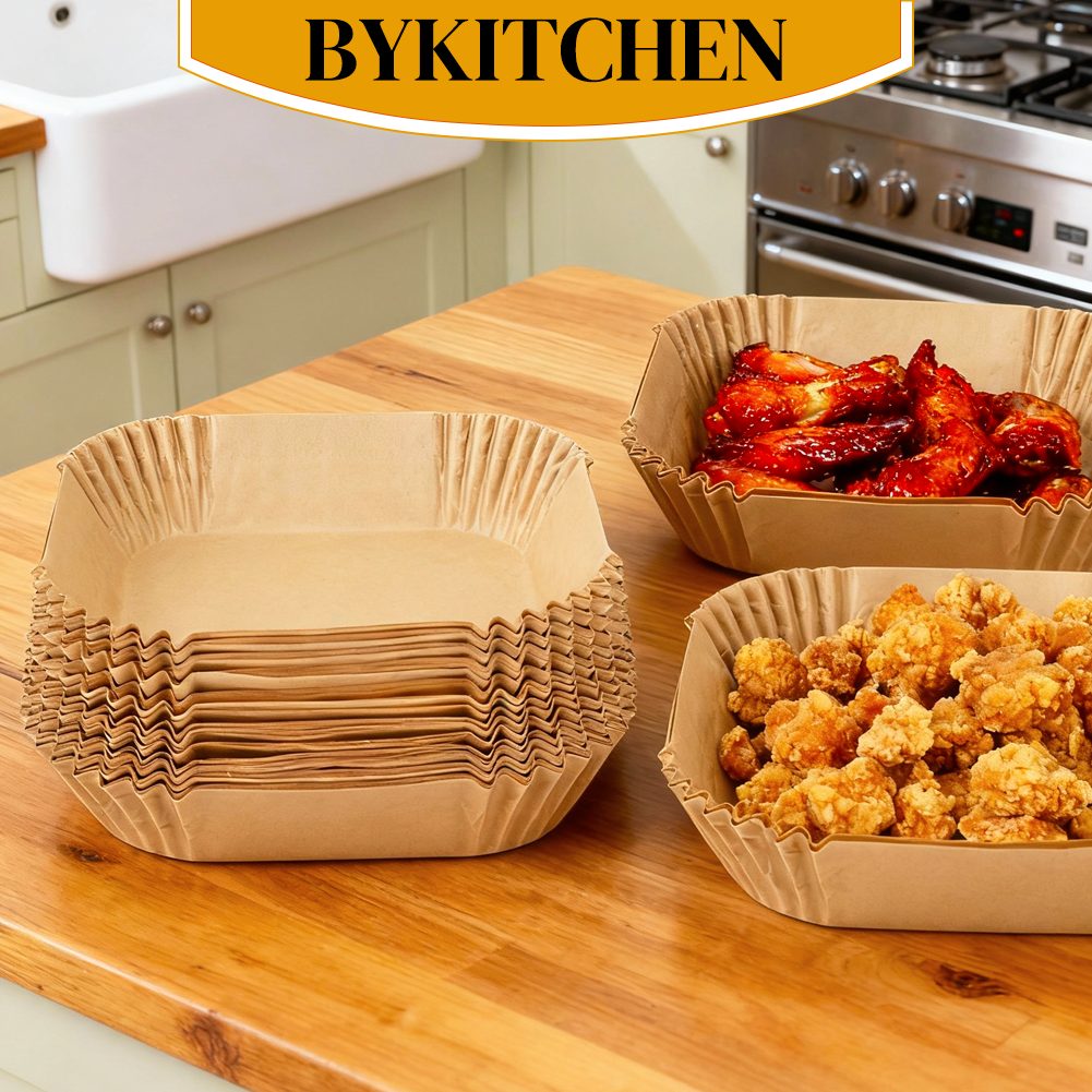 BYKITCHEN 300PCS Air Fryer Liners, 20cm Square Parchment Paper Airfryer Liners Disposable, Fit for 5L-7.5L Baskets, Nonstick Food Grade Air Fryer Accessories for Ninja/Cosori Turbo Tower/Tefal Fryers