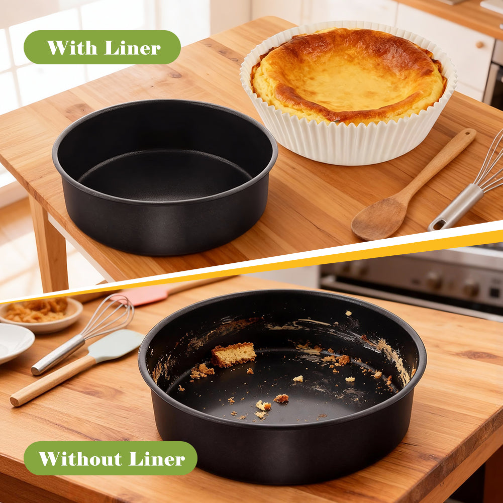 BYKITCHEN Round Cake Tin Liners 9 Inch for 23cm Springform Cake Tins & Baking Pan, Greaseproof Parchment Paper Liner, Disposable Non-Stick Baking Parchment Paper for Air Fryer