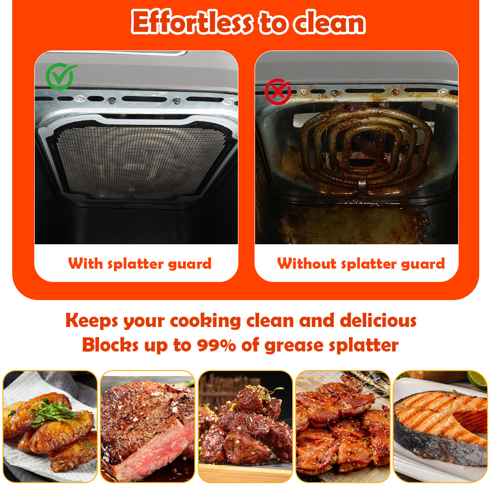BYKITCHEN Air Fryer Accessories for Ninja Dual 9.5L AF400UK/DZ400UKSTGD/AF400UKCP, 2PCS Magnetic Splatter Guard for Airfryer, Special Compatible with Ninja Foodi Max Double Air Fryer