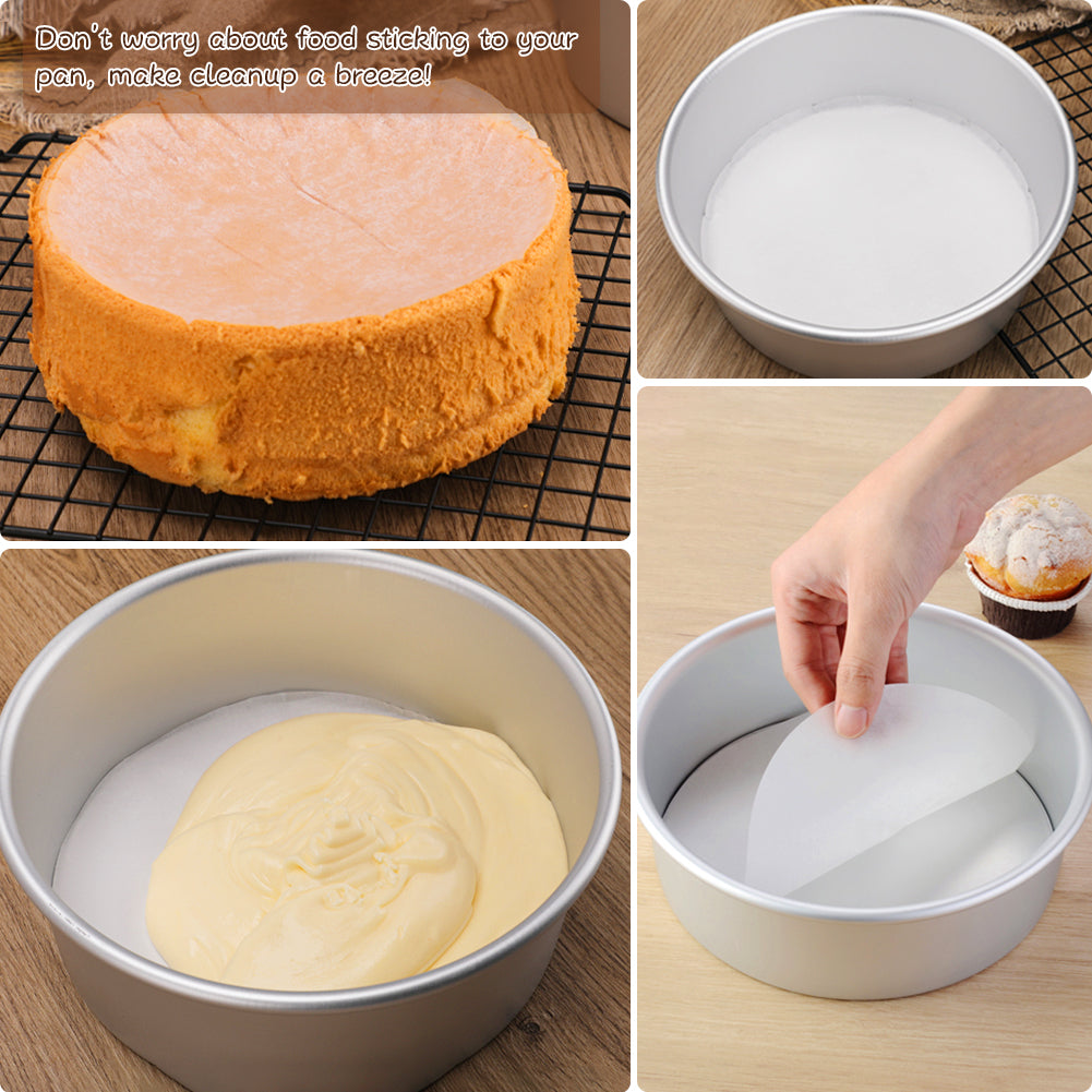 7 Inch Round Parchment Papers - Set of 200, Includes 4.5/5.5/8/9/10/12 Inch Parchment Circles for Springform Cake Tin, Round Cake Tin and More
