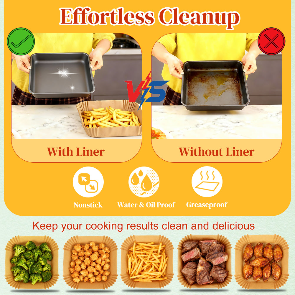 BYKITCHEN 200PCS Air Fryer Liners for Ninja Combi 12-In-1 Multi-Cooker, 100PCS Disposable Air fryer Liners & 100pcs Perforated Parchment Paper, Compatible with Ninja Microwave Oven, Air Fryer SPF700UK