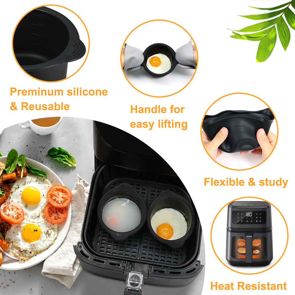 BYKITCHEN Ramekins for Air Fryer, 3PCS Air Fryer Egg Moulds/Poacher Silicone, Air Fryer Accessories for COSORI/Ninja Foodi/Tower Air Fryer