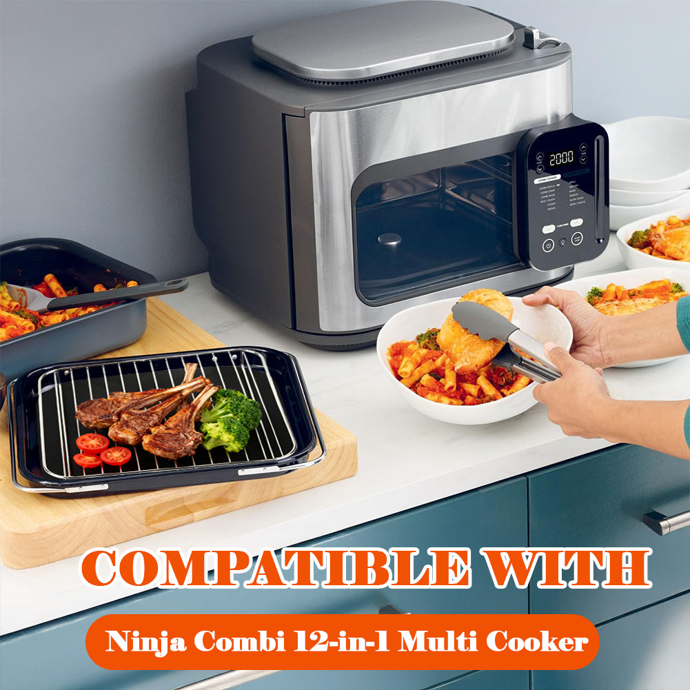 BYKITCHEN Air Fryer Accessories for Ninja Combi 12-in-1 Multi-Cooker, Air Fryer Rack with 2 Oven Liner for Ninja Microwave Oven, Air Fryer SPF700UK, Grill/Roasting Rack