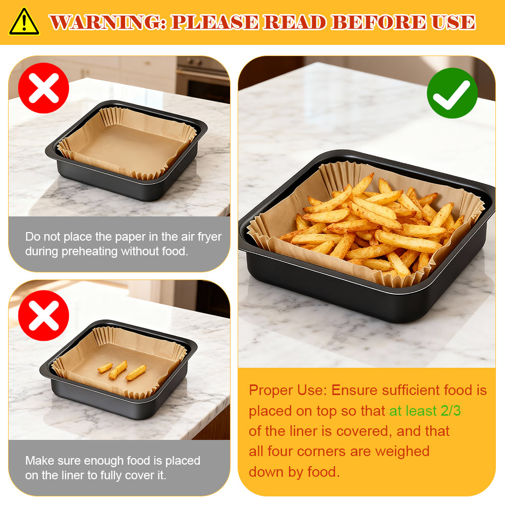 BYKITCHEN 200PCS Air Fryer Liners for Ninja Combi 12-In-1 Multi-Cooker, 100PCS Disposable Air fryer Liners & 100pcs Perforated Parchment Paper, Compatible with Ninja Microwave Oven, Air Fryer SPF700UK