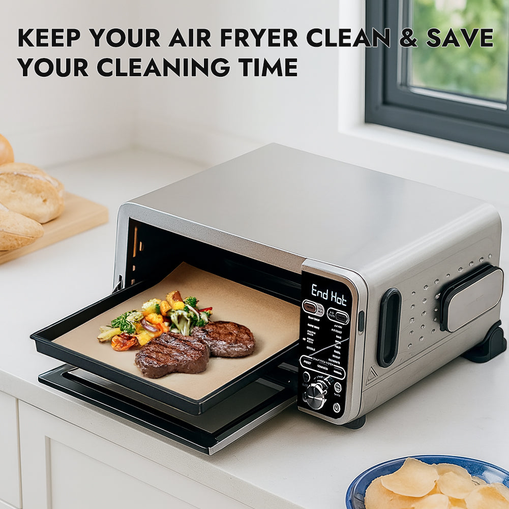 BYKITCHEN 200PCS 12 Inch Air Fryer Parchment Paper, Sandwich Wrapping Paper, Food Basket Liners, Airfryer Liners for Ninja Air Fryer SP101 SP201 SP301 SP151 SP351, Flip Up Toaster Oven Accessories