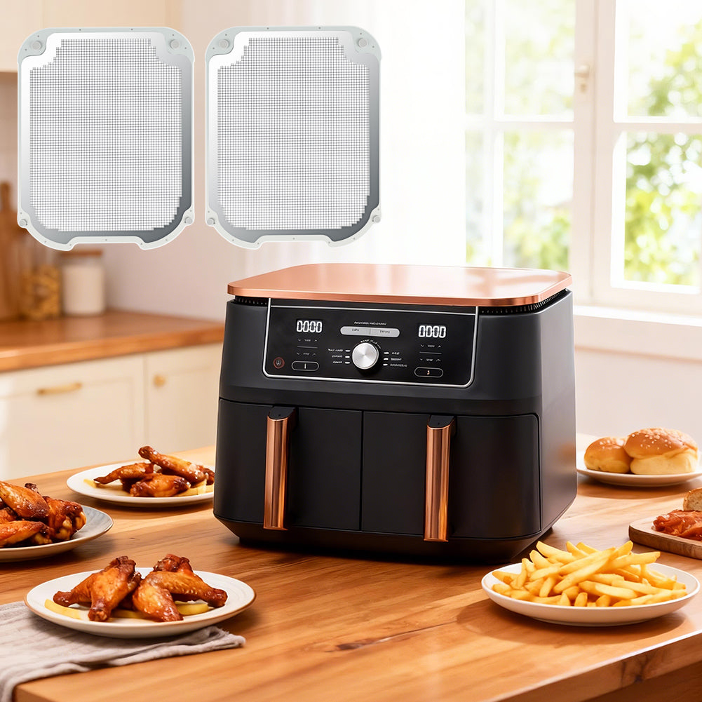 BYKITCHEN Air Fryer Accessories for Ninja Dual 9.5L AF400UK/DZ400UKSTGD/AF400UKCP, 2PCS Magnetic Splatter Guard for Airfryer, Special Compatible with Ninja Foodi Max Double Air Fryer