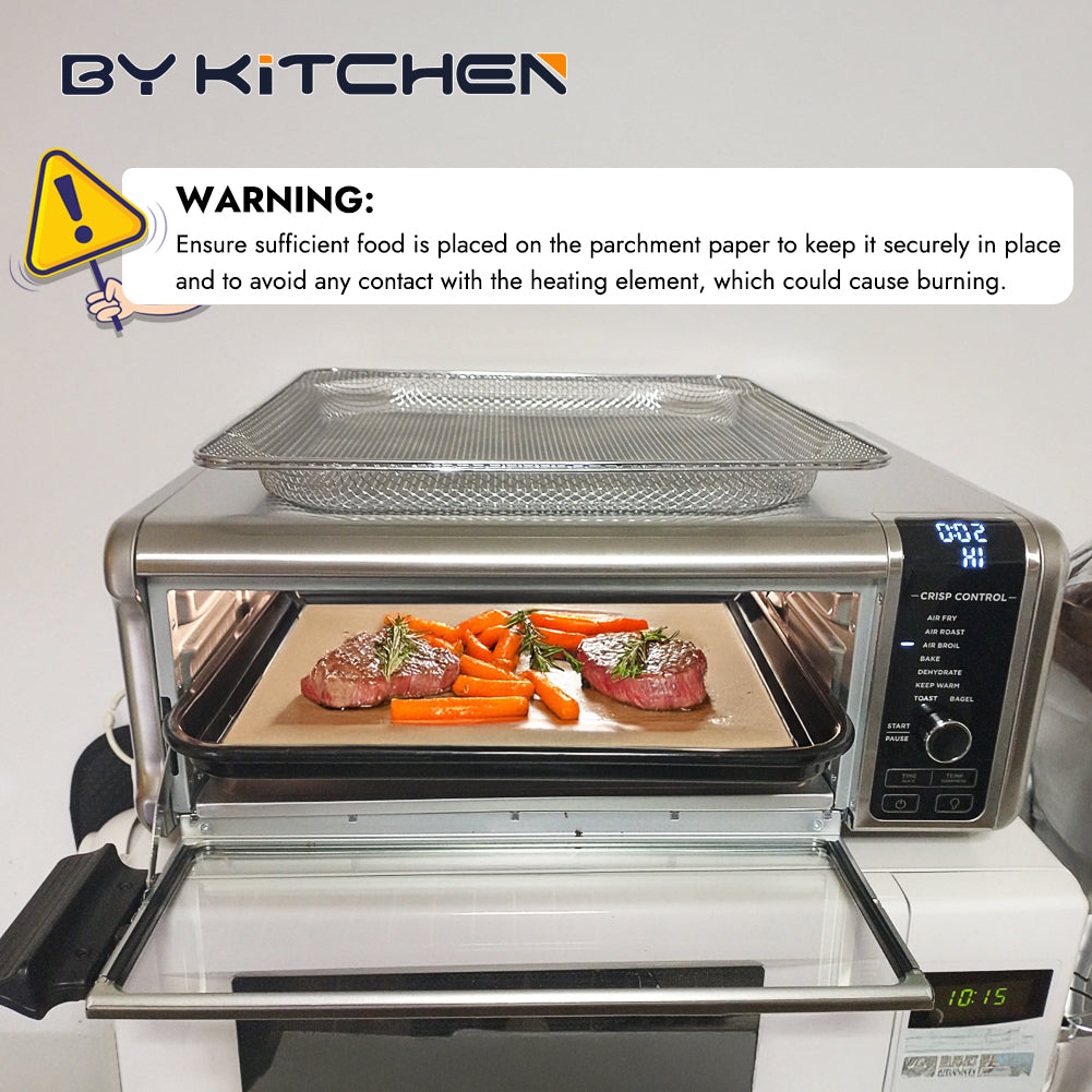 BYKITCHEN 200PCS 12 Inch Air Fryer Parchment Paper, Sandwich Wrapping Paper, Food Basket Liners, Airfryer Liners for Ninja Air Fryer SP101 SP201 SP301 SP151 SP351, Flip Up Toaster Oven Accessories