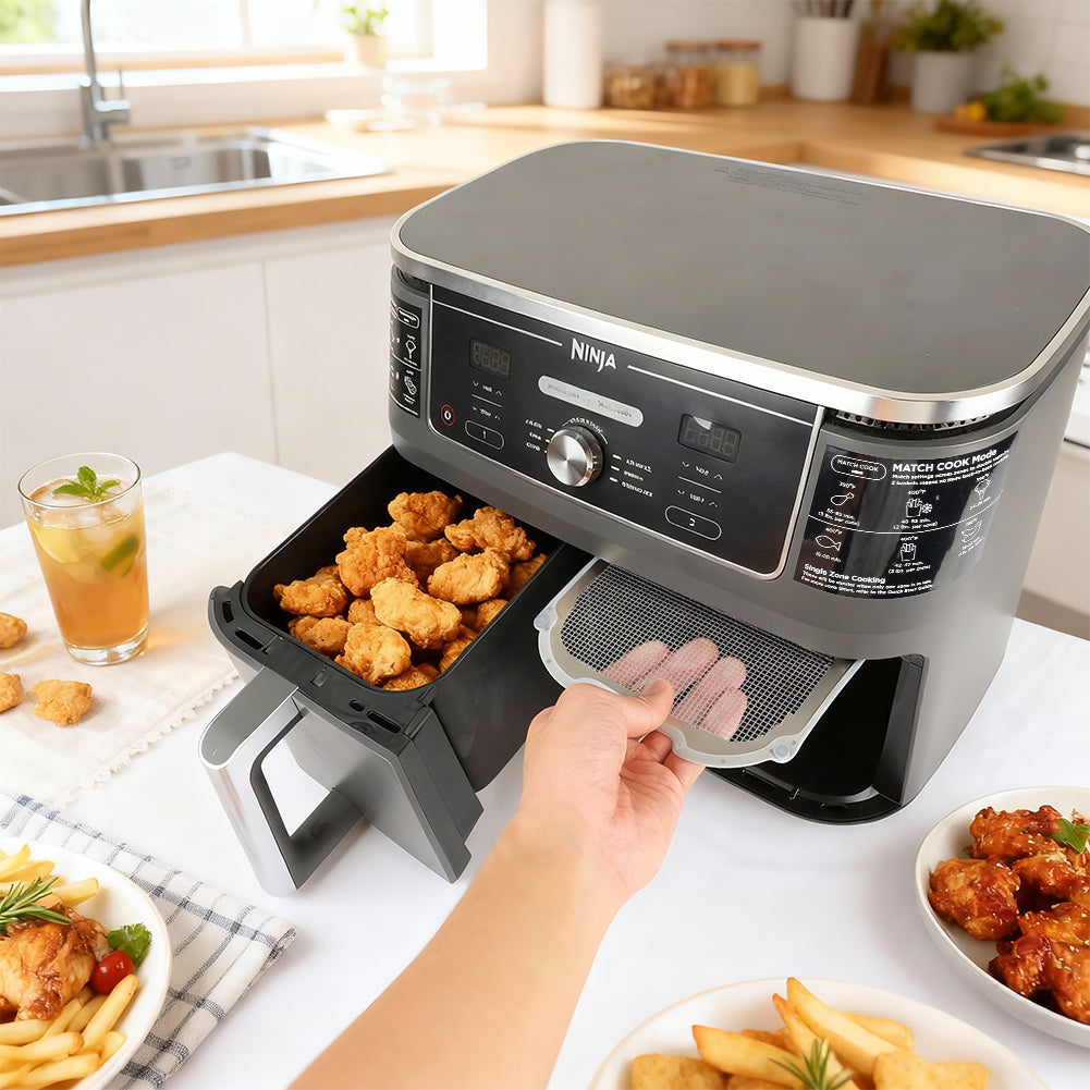 BYKITCHEN Air Fryer Accessories for Ninja Dual 9.5L AF400UK/DZ400UKSTGD/AF400UKCP, 2PCS Magnetic Splatter Guard for Airfryer, Special Compatible with Ninja Foodi Max Double Air Fryer