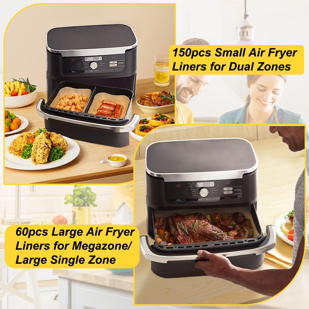 BYKITCHEN 210PCS Air Fryer Liners for Ninja AF500UK, Flex Drawer 10.4L Air Fryer Accessories, AF500UK Accessories, Large Air Fryer Liners for Megazone, Also Compatible for Duronic 10L & Instant 8.5L