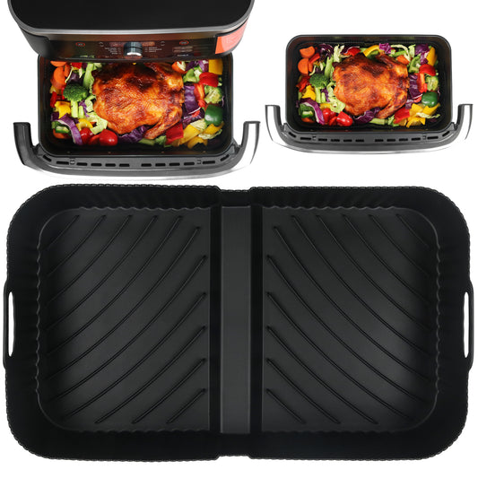 BYKITCHEN Large Air Fryer Silicone Liners for Ninja AF500UK 10.4L, Air Fryer Liners Silicone, Air Fryer Accessories for Ninja Flex Drawer 10.4Litre Megazone Basket, Reusable Airfryer Liner